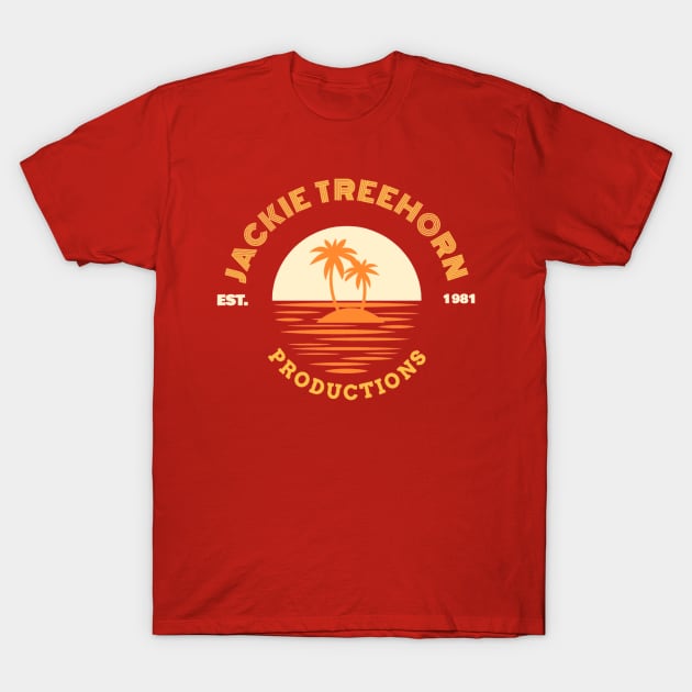 Jackie Treehorn Productions Beach Logo Funny Big Lebowski T-Shirt by GIANTSTEPDESIGN